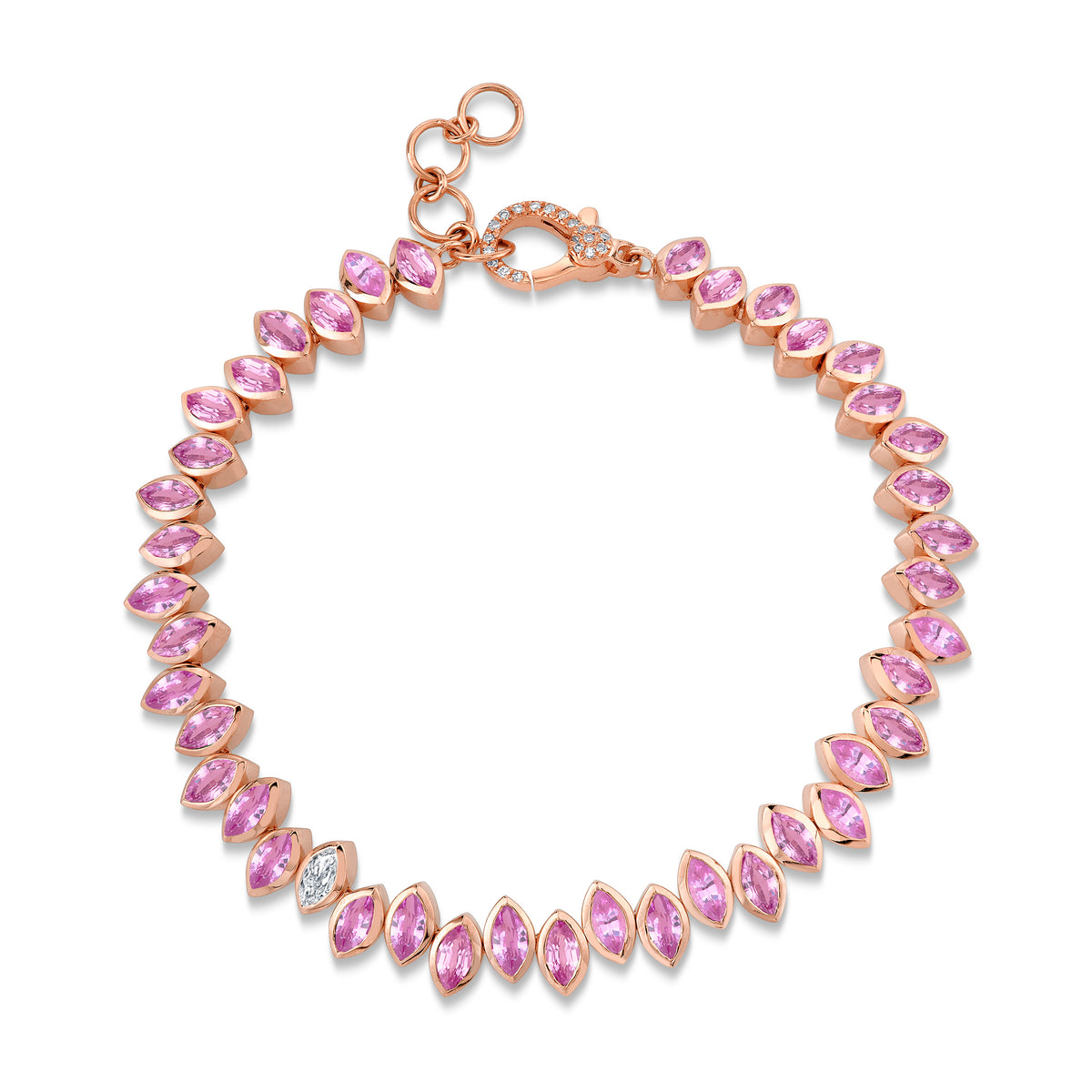 PINK SAPPHIRE & DIAMOND STAGGERED MARQUISE BRACELET