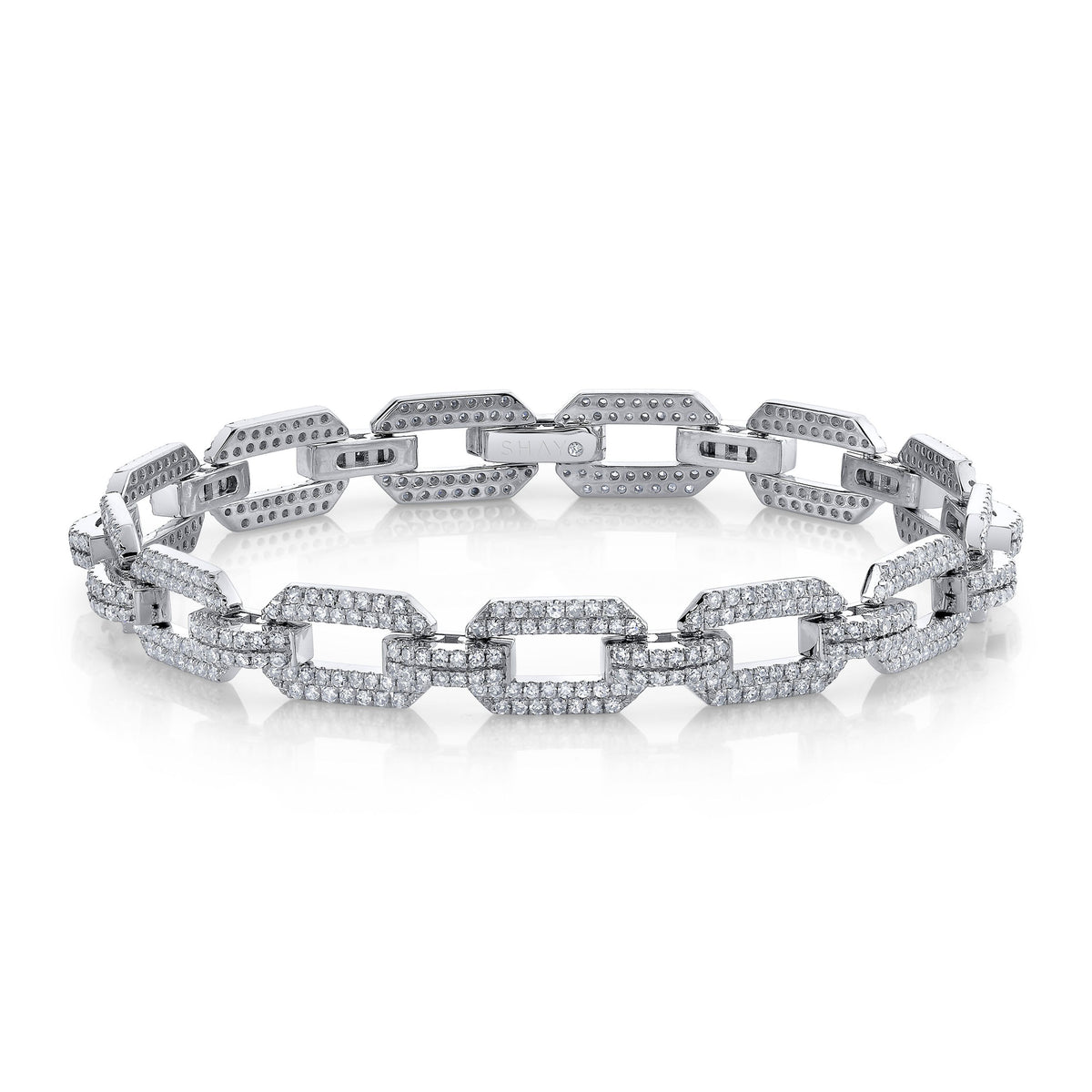 READY TO SHIP DIAMOND PAVE FLAT GEO LINK BRACELET