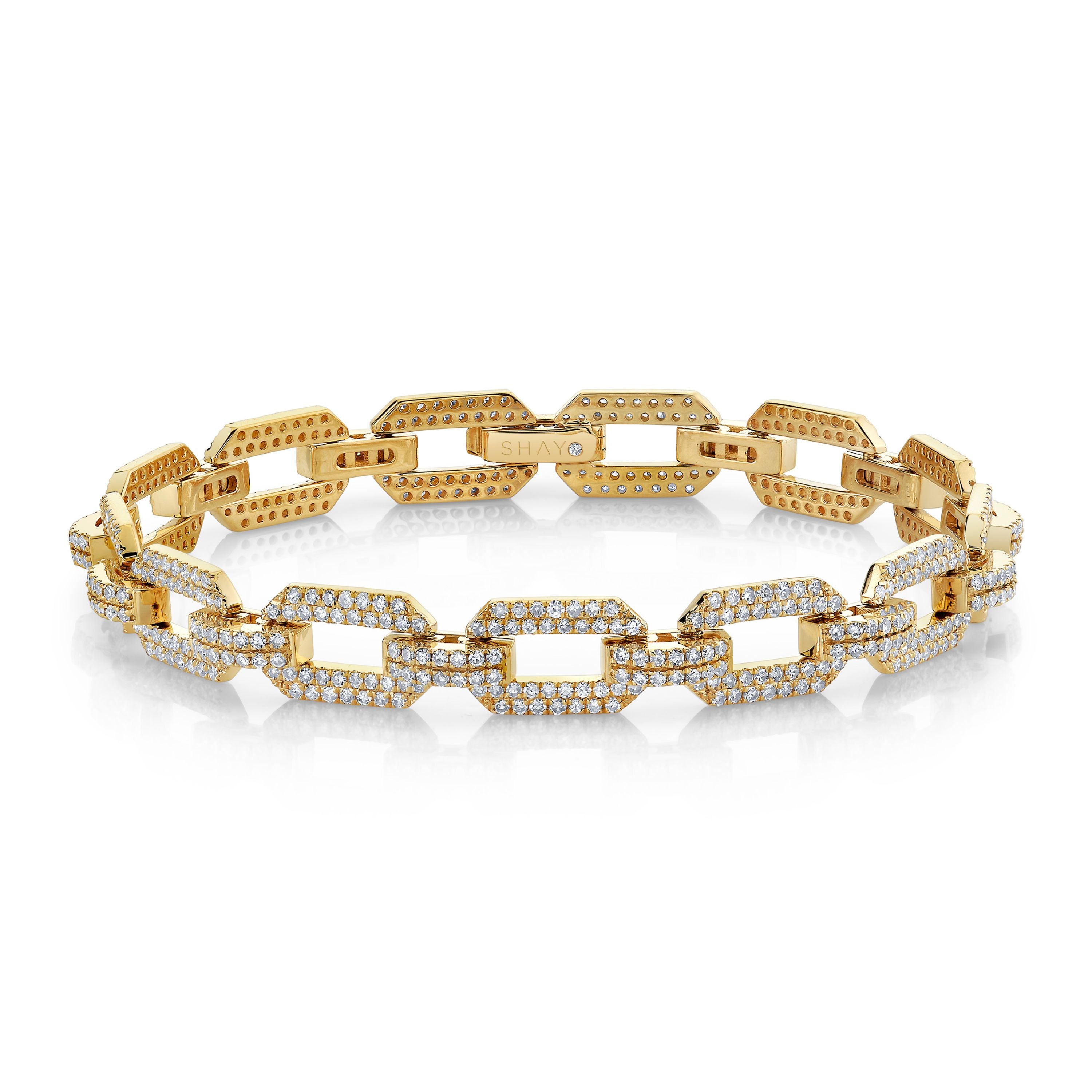 READY TO SHIP DIAMOND PAVE FLAT GEO LINK BRACELET