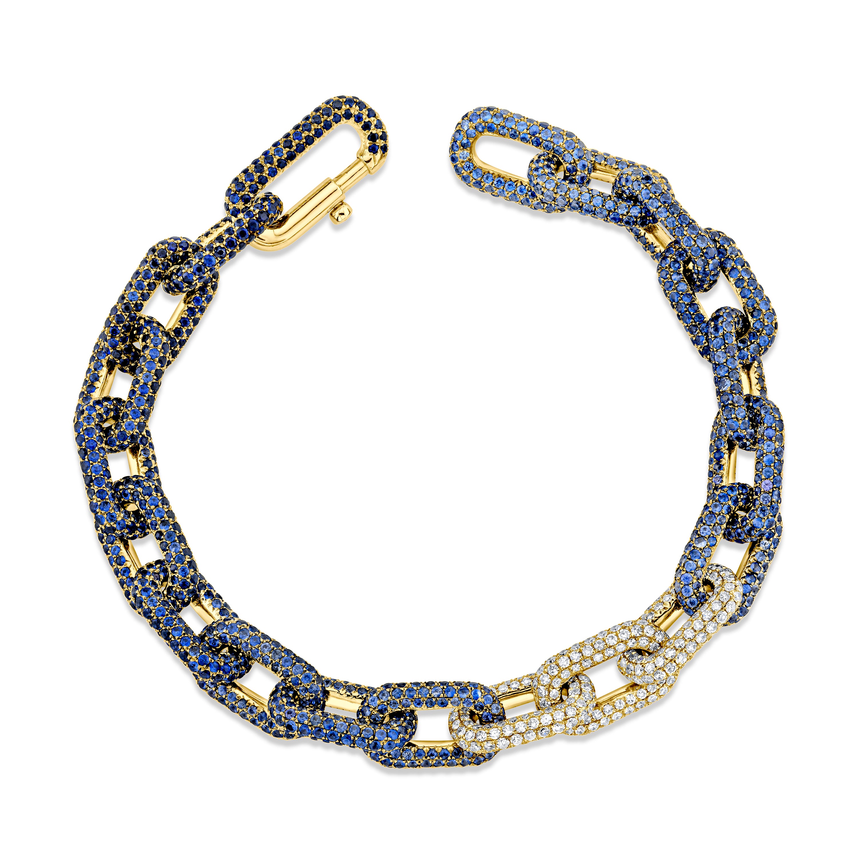 MEN'S BLUE SAPPHIRE OMBRE CABLE LINK BRACELET