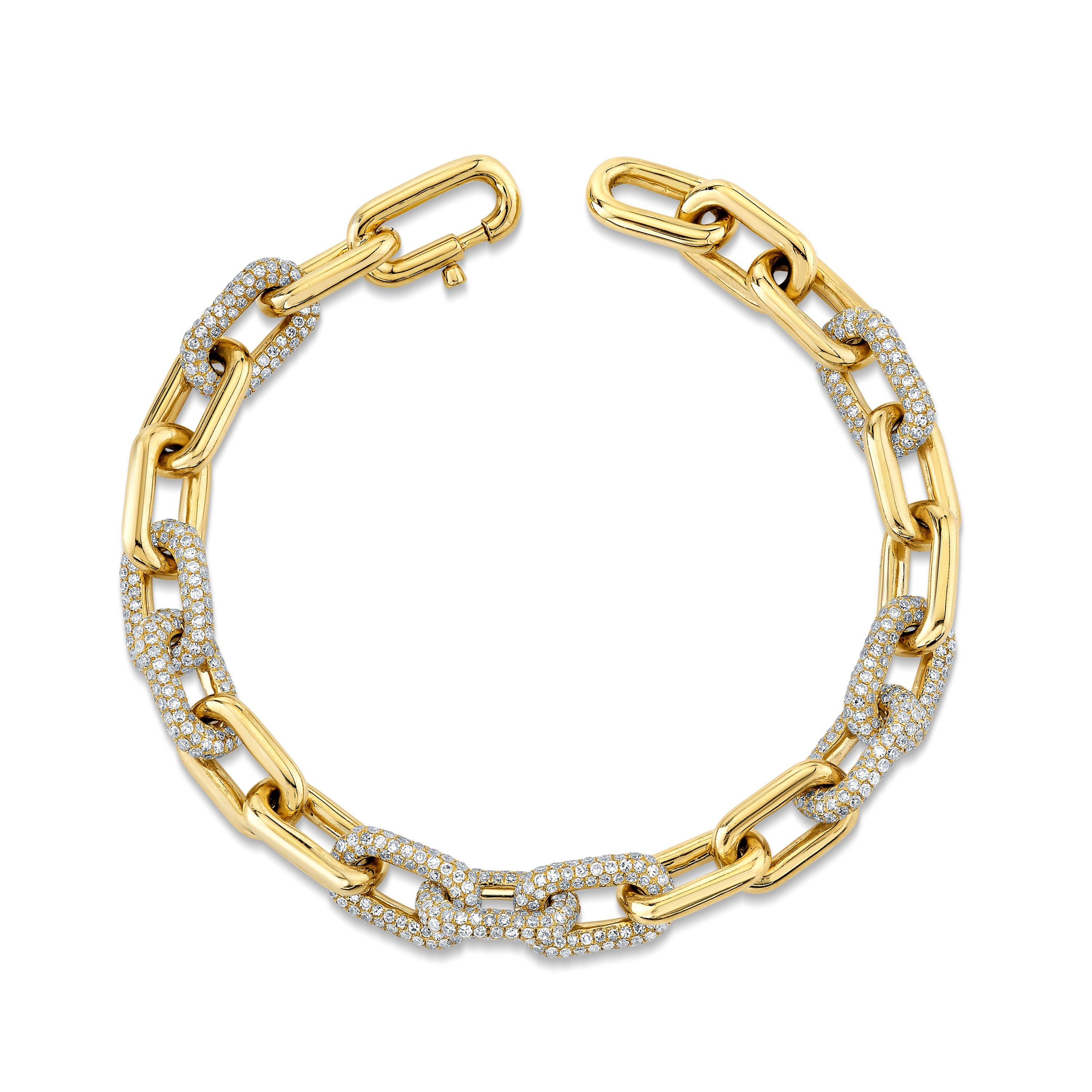 READY TO SHIP DIAMOND ALTERNATING CABLE LINK BRACELET