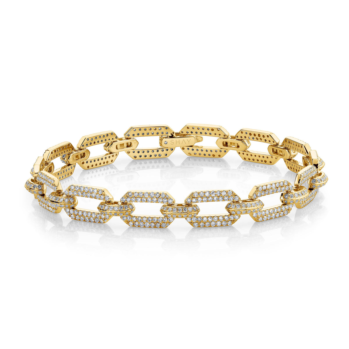 READY TO SHIP DIAMOND PAVE DOME FLAT LINK BRACELET