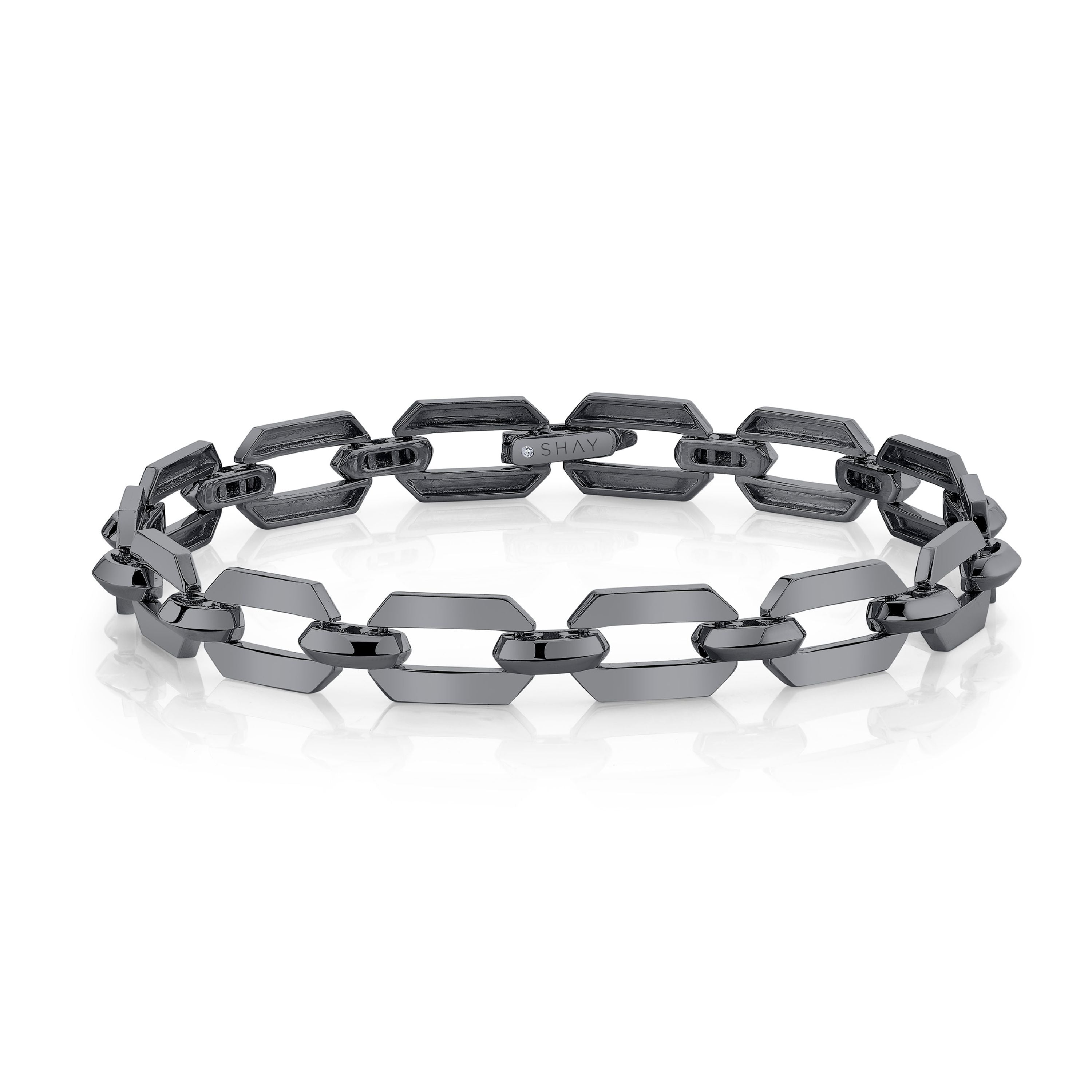 SOLID GOLD FLAT GEO LINK BRACELET