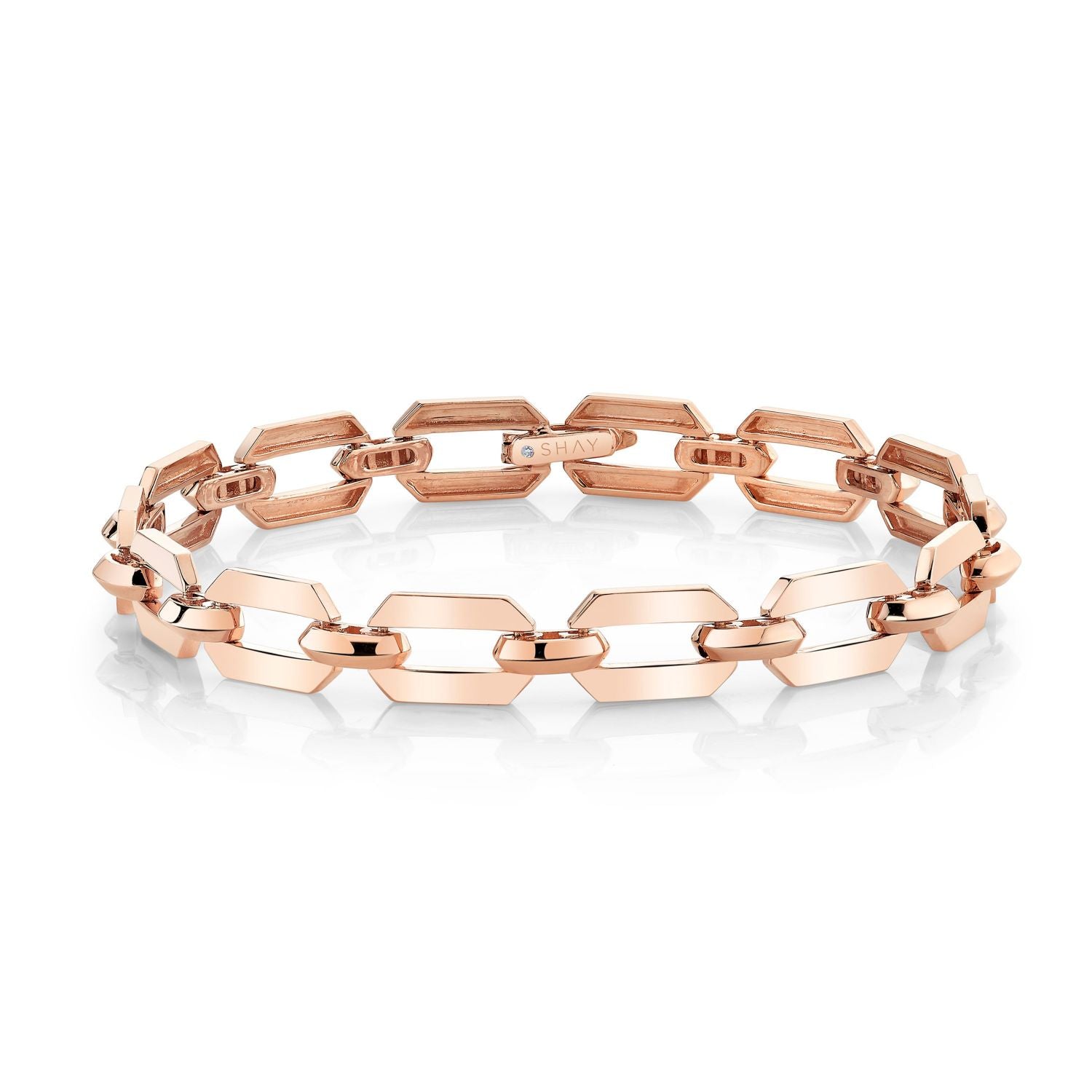 SOLID GOLD FLAT GEO LINK BRACELET