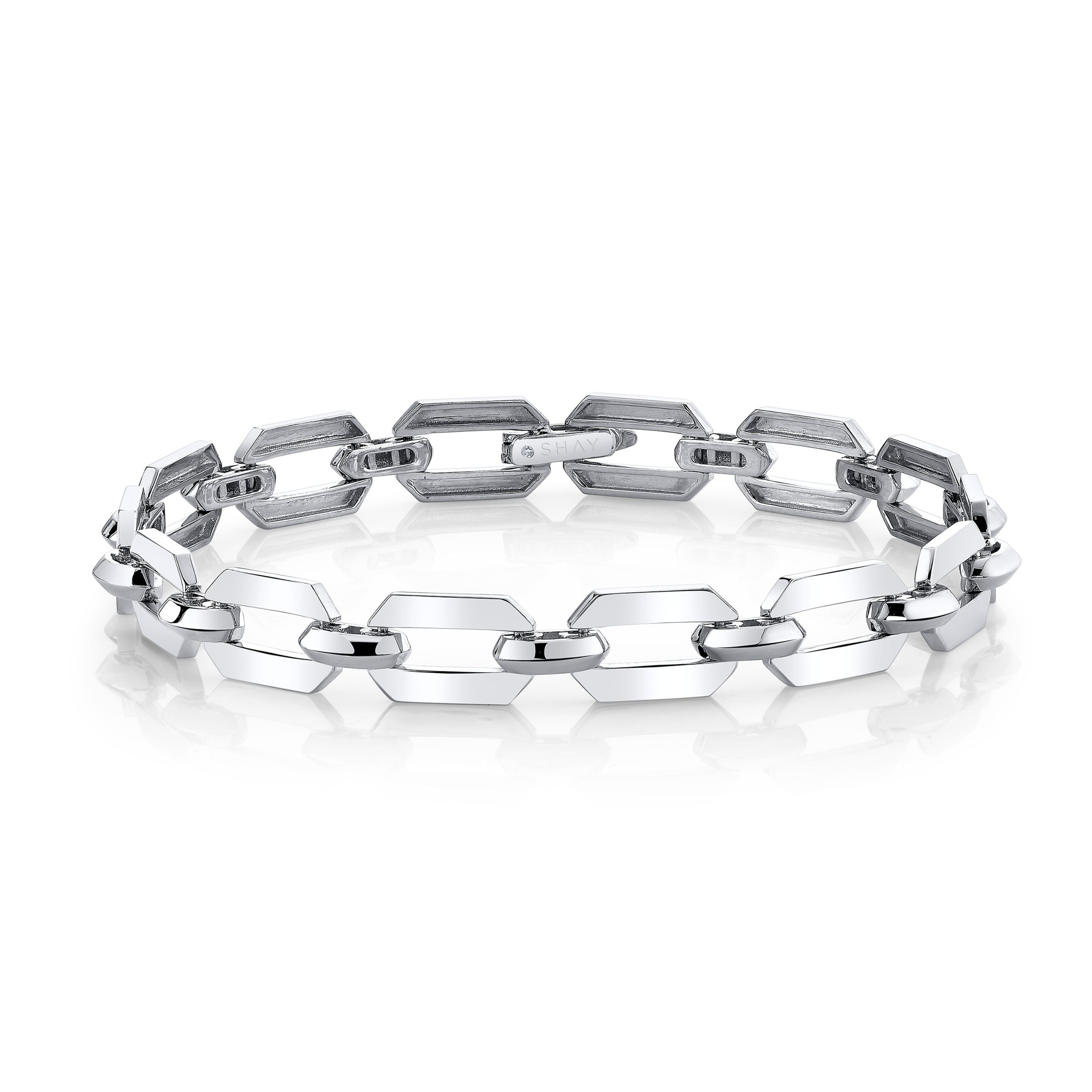 SOLID GOLD FLAT GEO LINK BRACELET