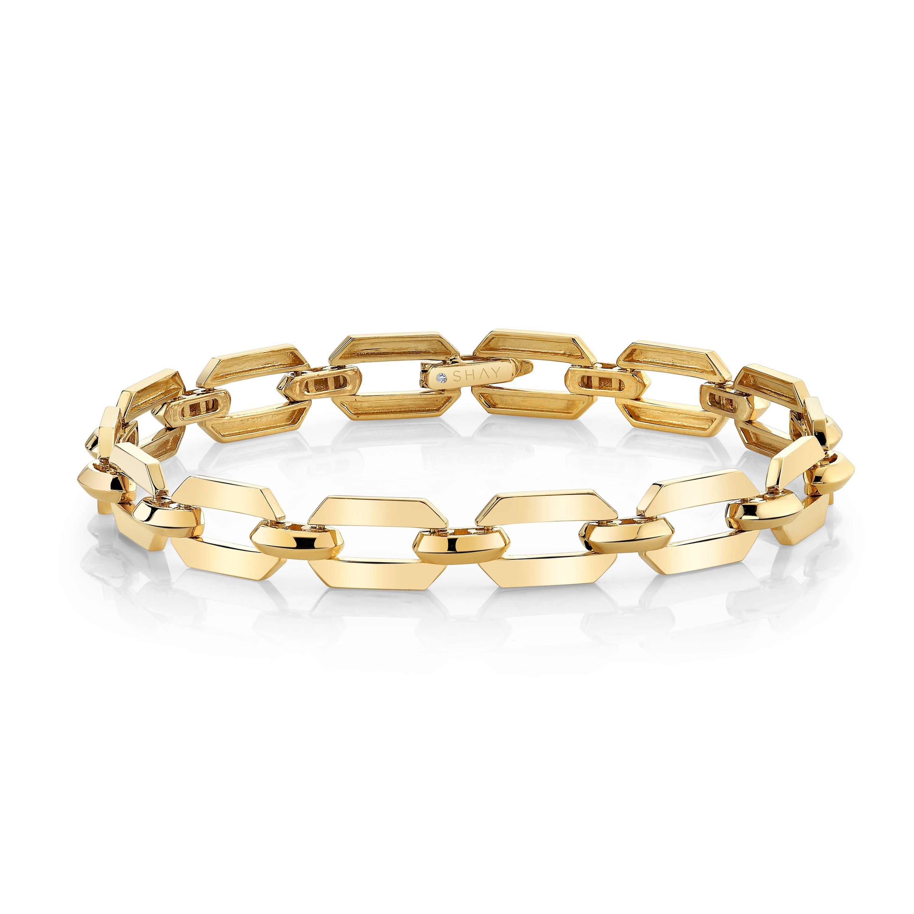 SOLID GOLD FLAT GEO LINK BRACELET