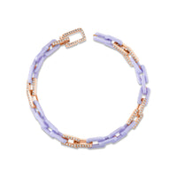 DIAMOND 8 PAVE LAVENDER CERAMIC MINI DECO LINK BRACELET