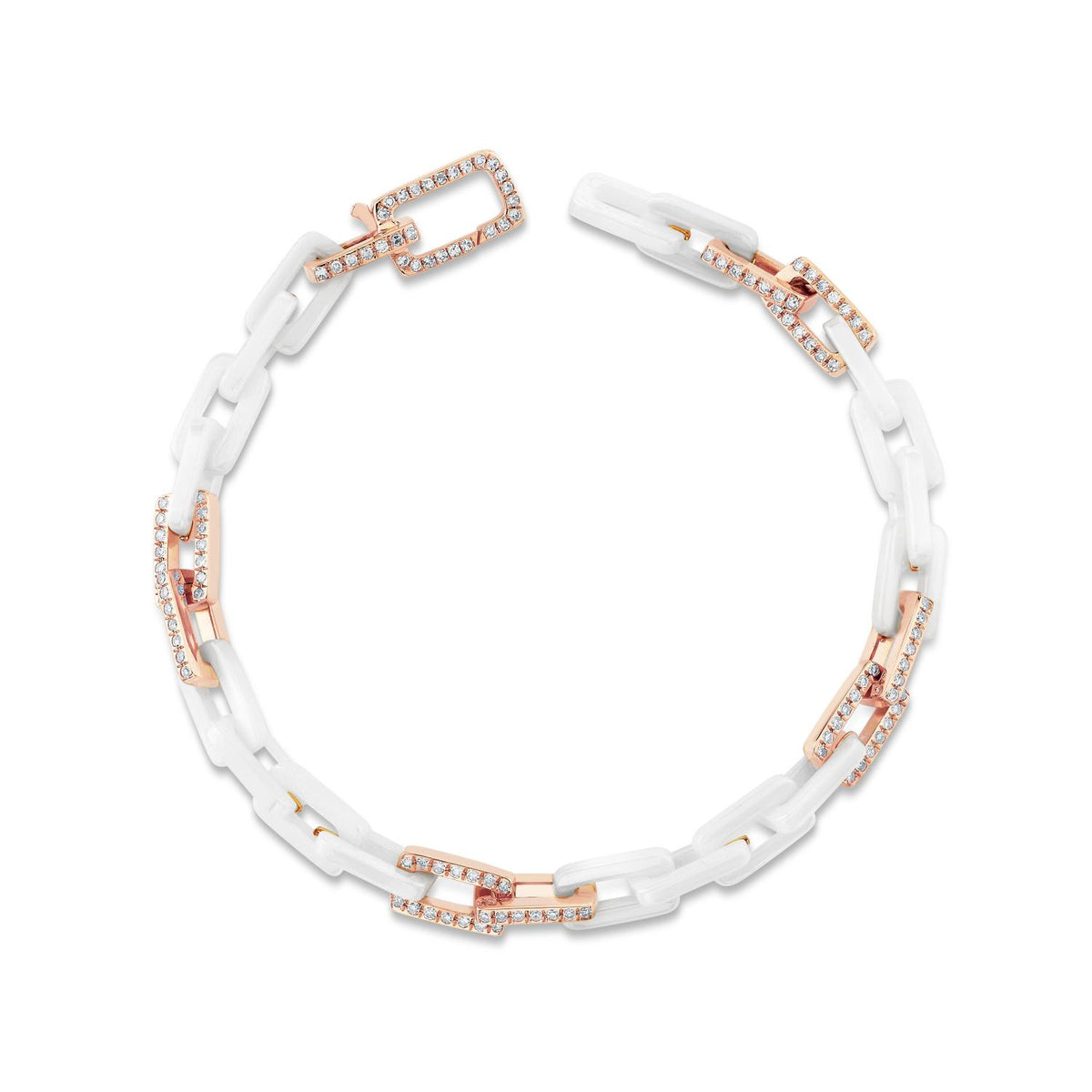 DIAMOND 8 PAVE WHITE CERAMIC MINI DECO LINK BRACELET