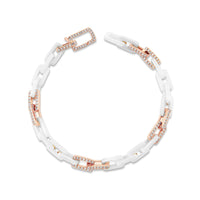 DIAMOND 8 PAVE WHITE CERAMIC MINI DECO LINK BRACELET