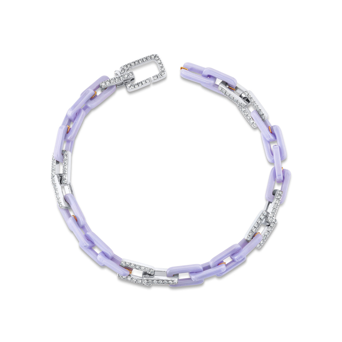 DIAMOND 8 PAVE LAVENDER CERAMIC MINI DECO LINK BRACELET