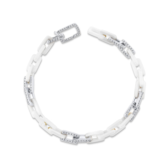 WHITE CERAMIC PAVE MINI DECO LINK BRACELET