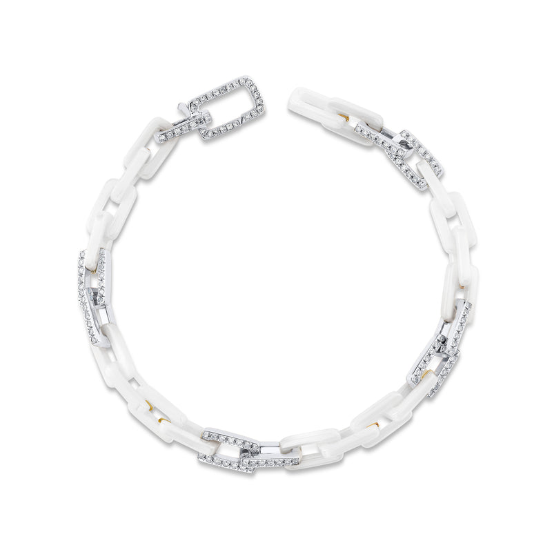 DIAMOND 8 PAVE WHITE CERAMIC MINI DECO LINK BRACELET