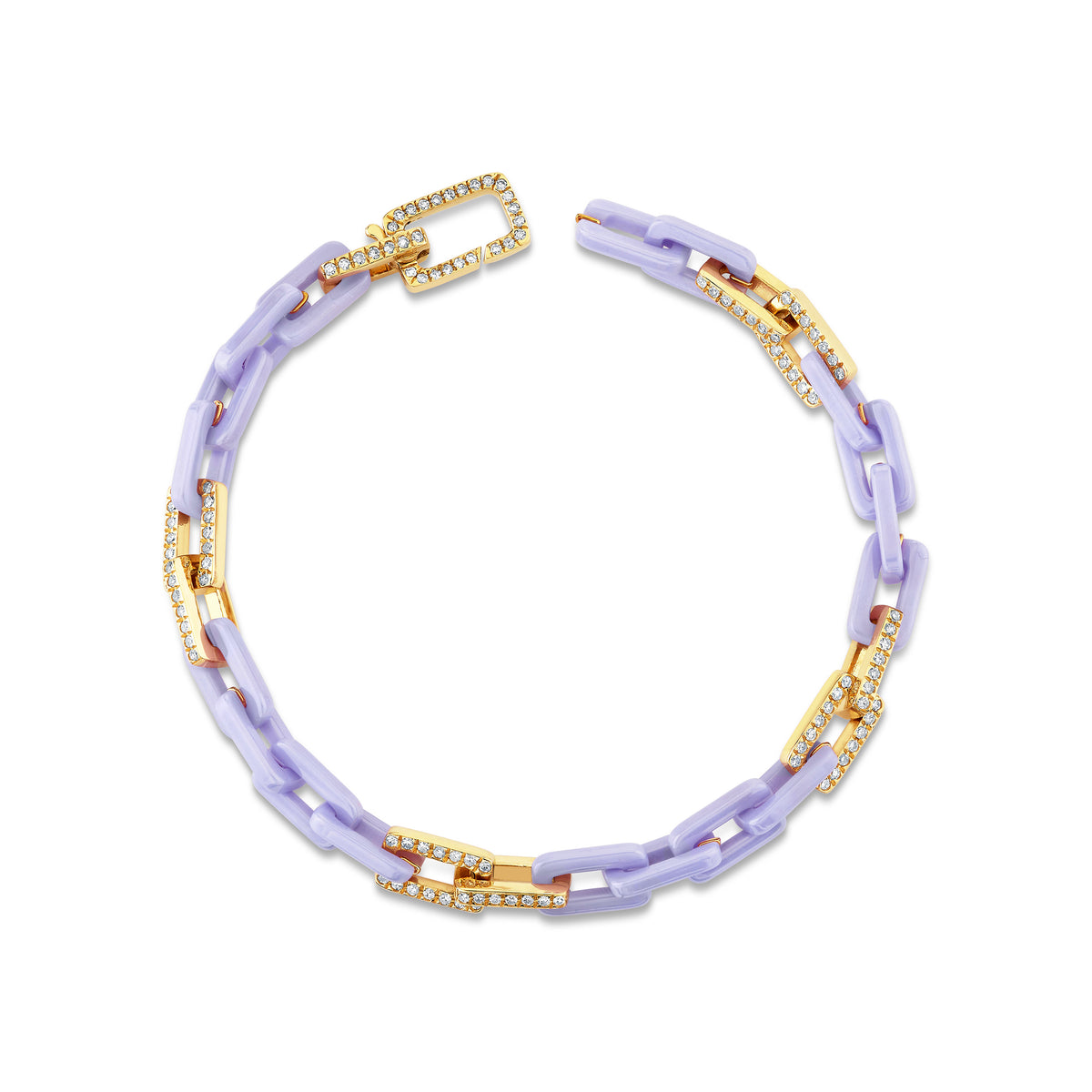 READY TO SHIP DIAMOND 8 PAVE LAVENDER CERAMIC MINI DECO LINK BRACELET