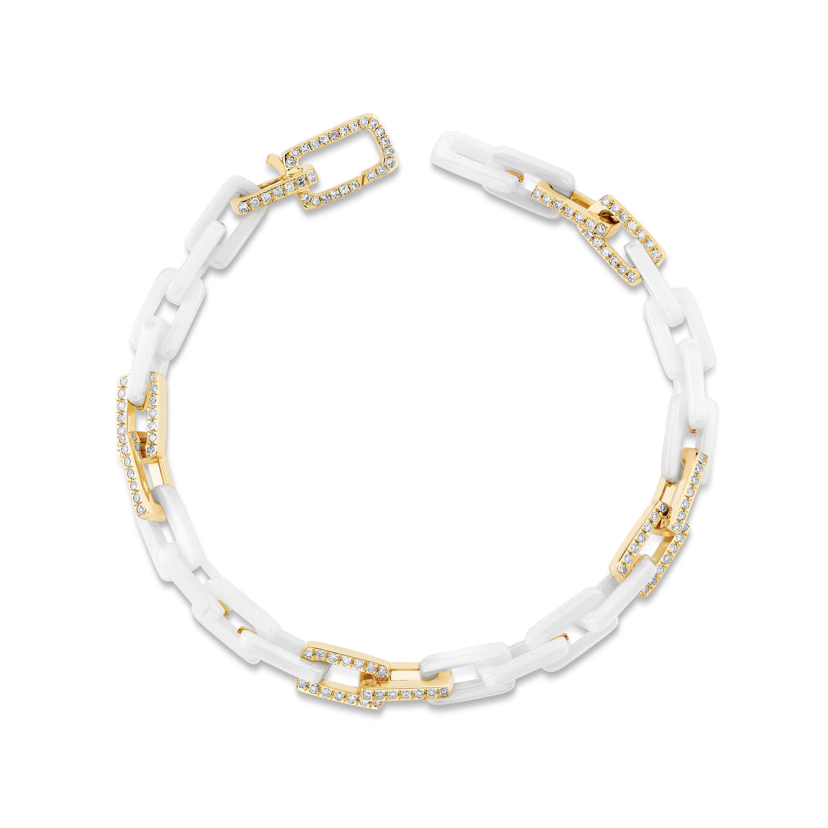 DIAMOND 8 PAVE WHITE CERAMIC MINI DECO LINK BRACELET