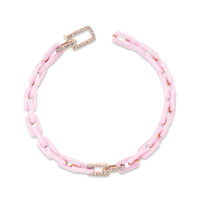 DIAMOND 2 PAVE PINK CERAMIC MINI DECO LINK BRACELET