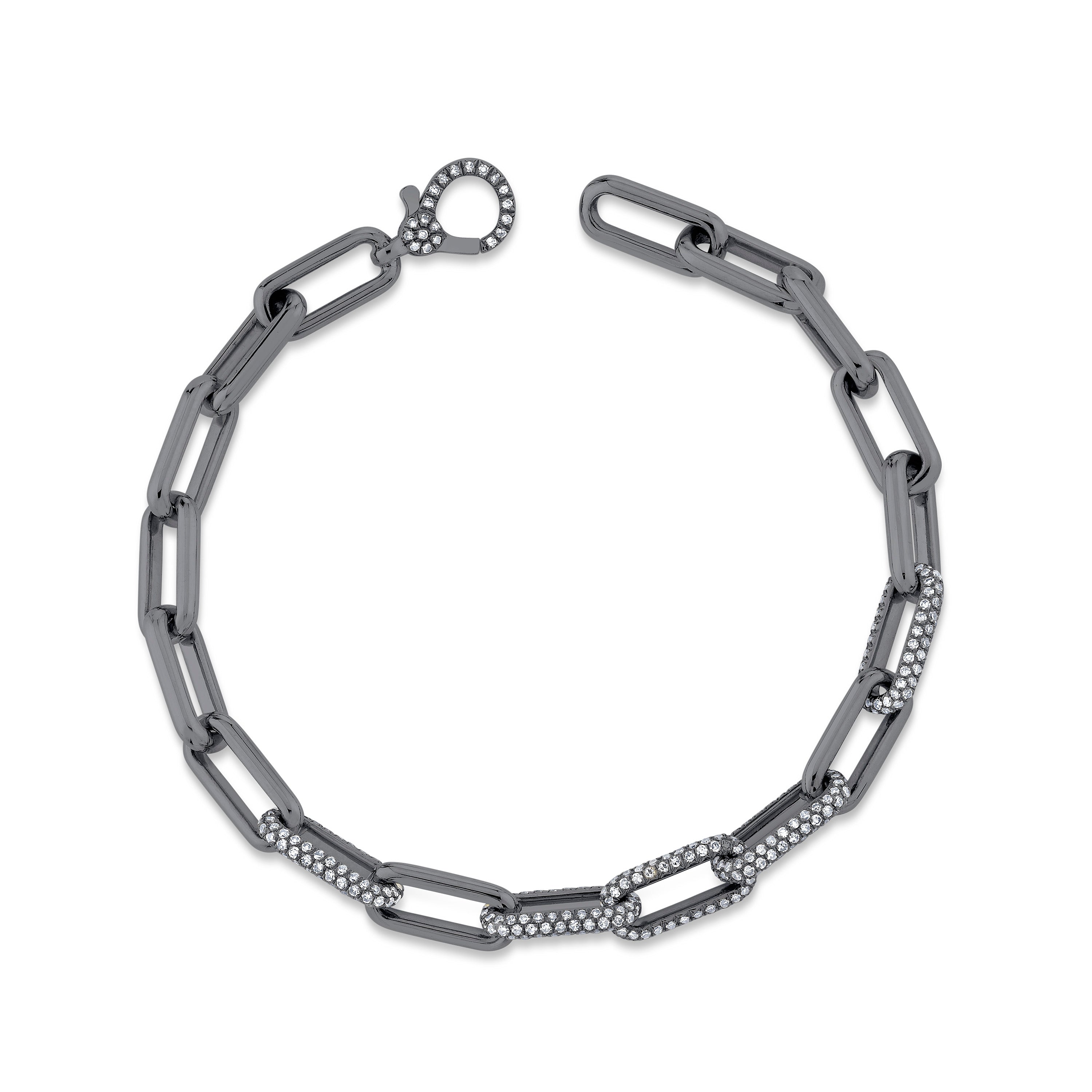 DIAMOND PARTIAL PAVE MINI CABLE LINK BRACELET