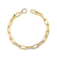 DIAMOND PARTIAL PAVE MINI CABLE LINK BRACELET