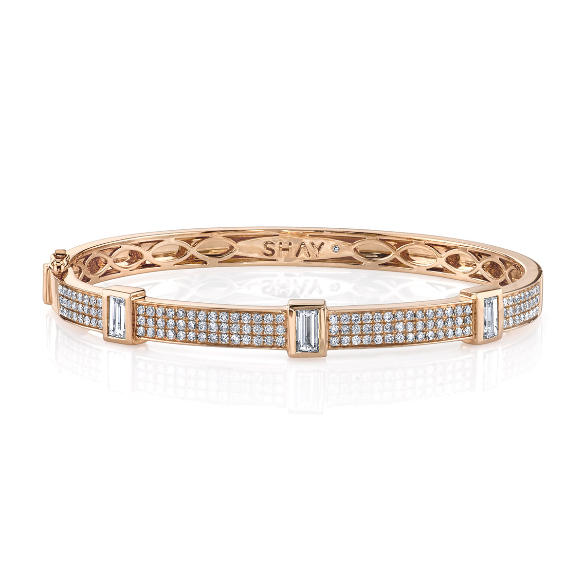 READY TO SHIP DIAMOND TRIPLE BEZEL BAGUETTE BANGLE