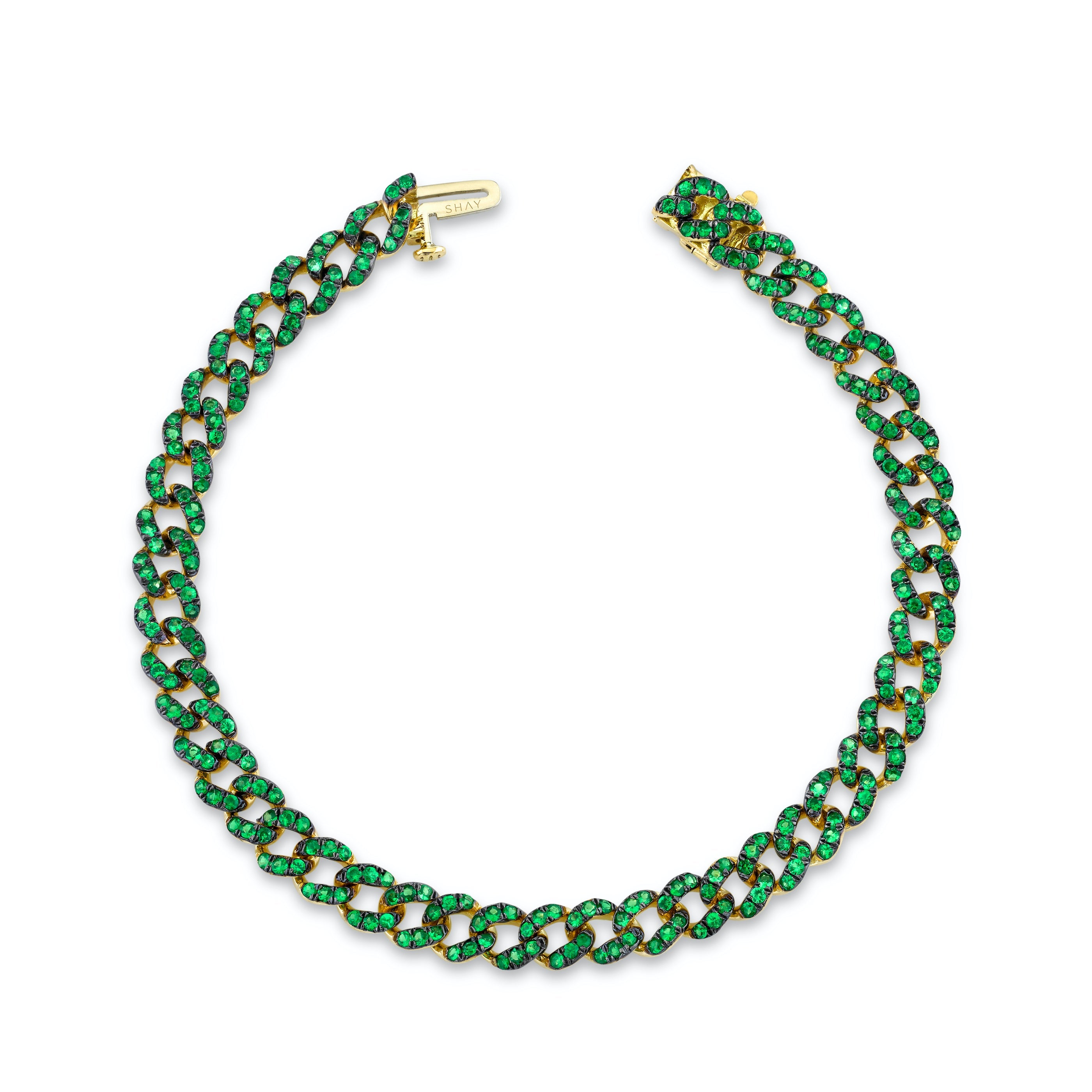 READY TO SHIP GREEN GARNET MINI LINK BRACELET