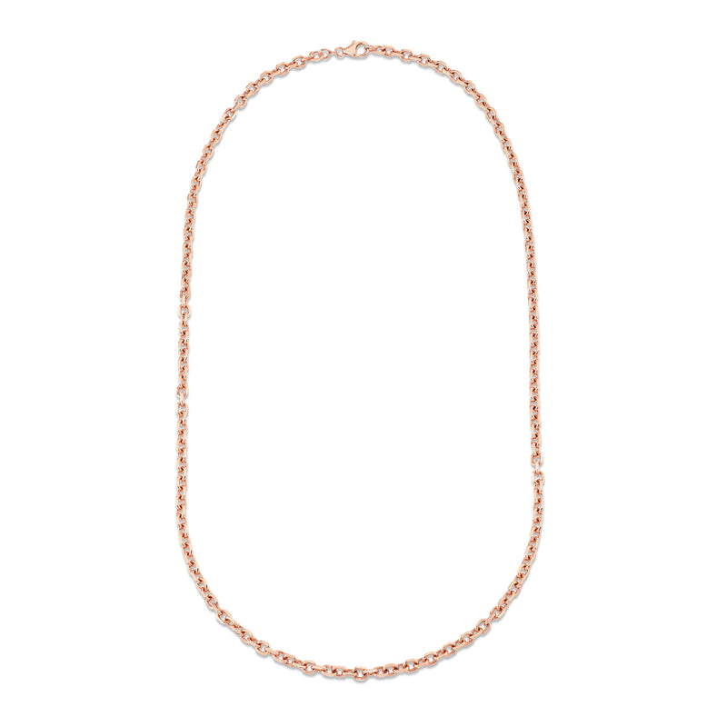 SOLID GOLD HAMMERED ROLO CHAIN NECKLACE