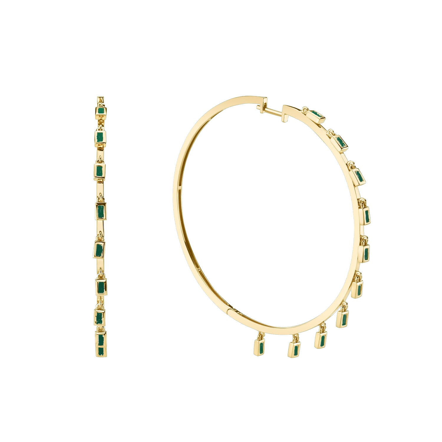 READY TO SHIP EMERALD FRINGE HOOPS