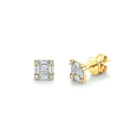 READY TO SHIP DIAMOND SQUARE STACKED BAGUETTE STUDS