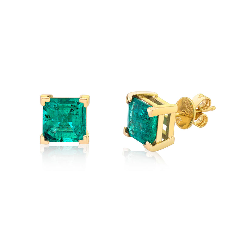 READY TO SHIP EMERALD SQUARE SOLITAIRE STUDS
