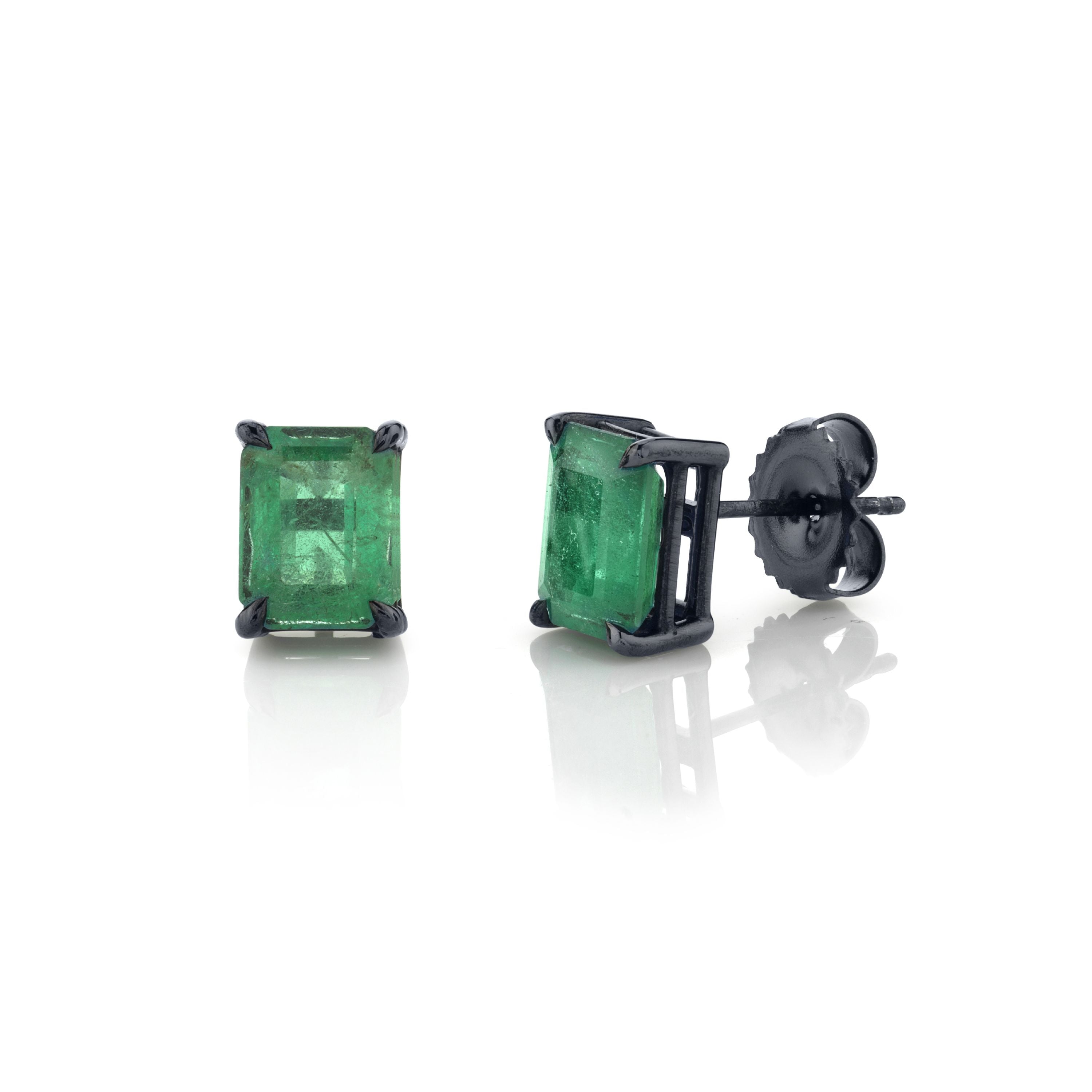READY TO SHIP EMERALD STUDS, 4-5cts