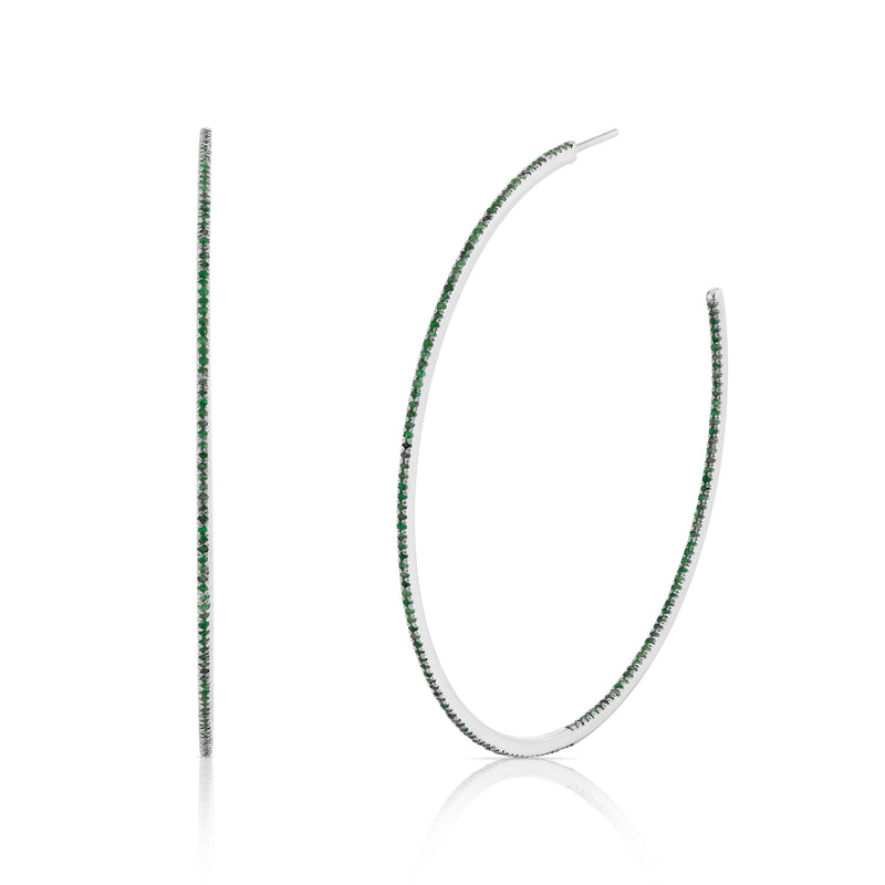 EMERALD PAVE XL HOOPS