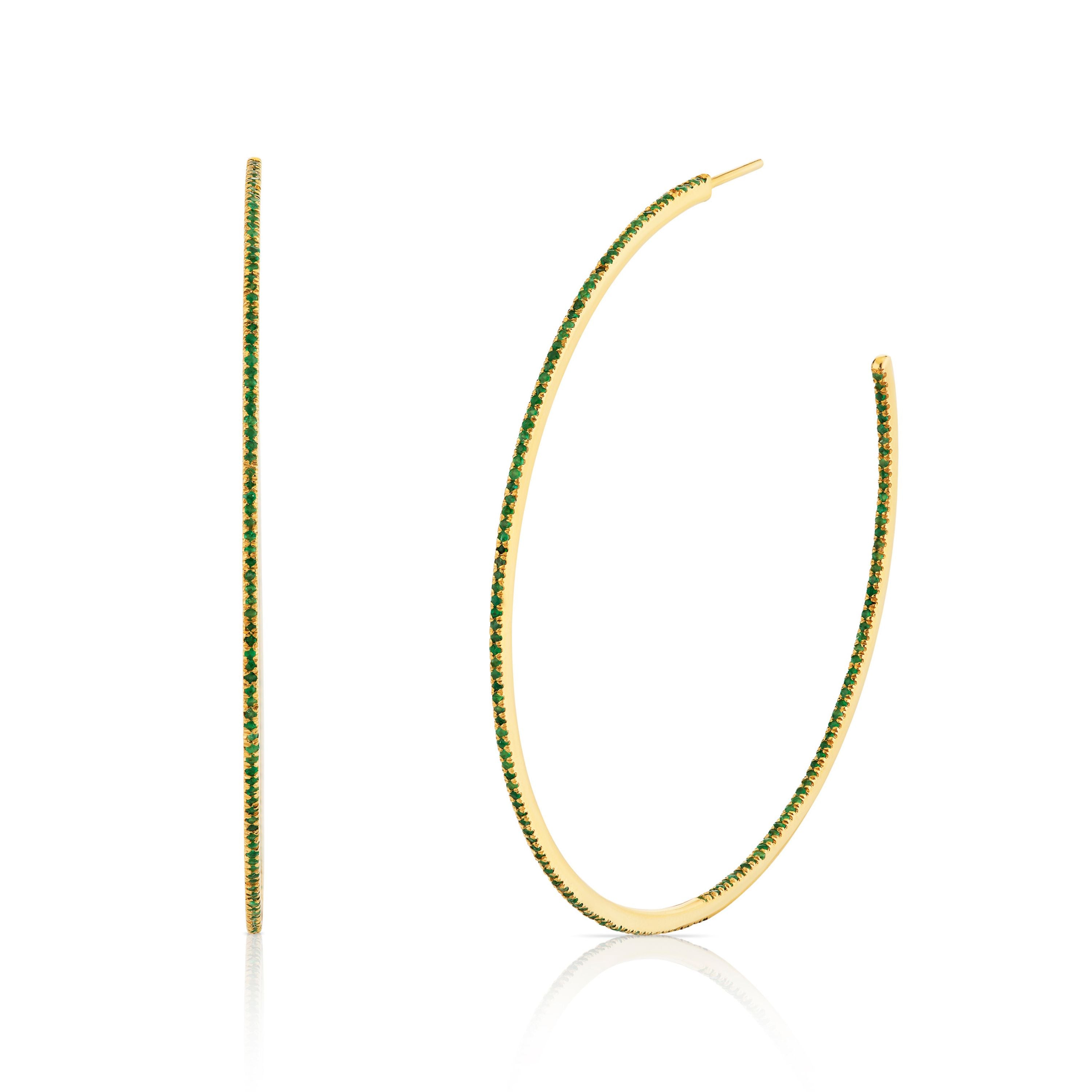 EMERALD PAVE XL HOOPS
