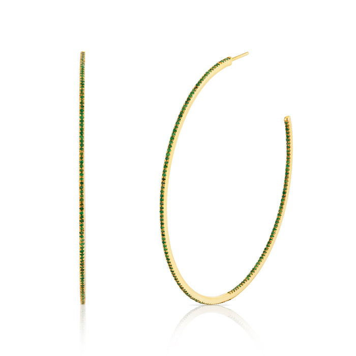 EMERALD PAVE XL HOOPS