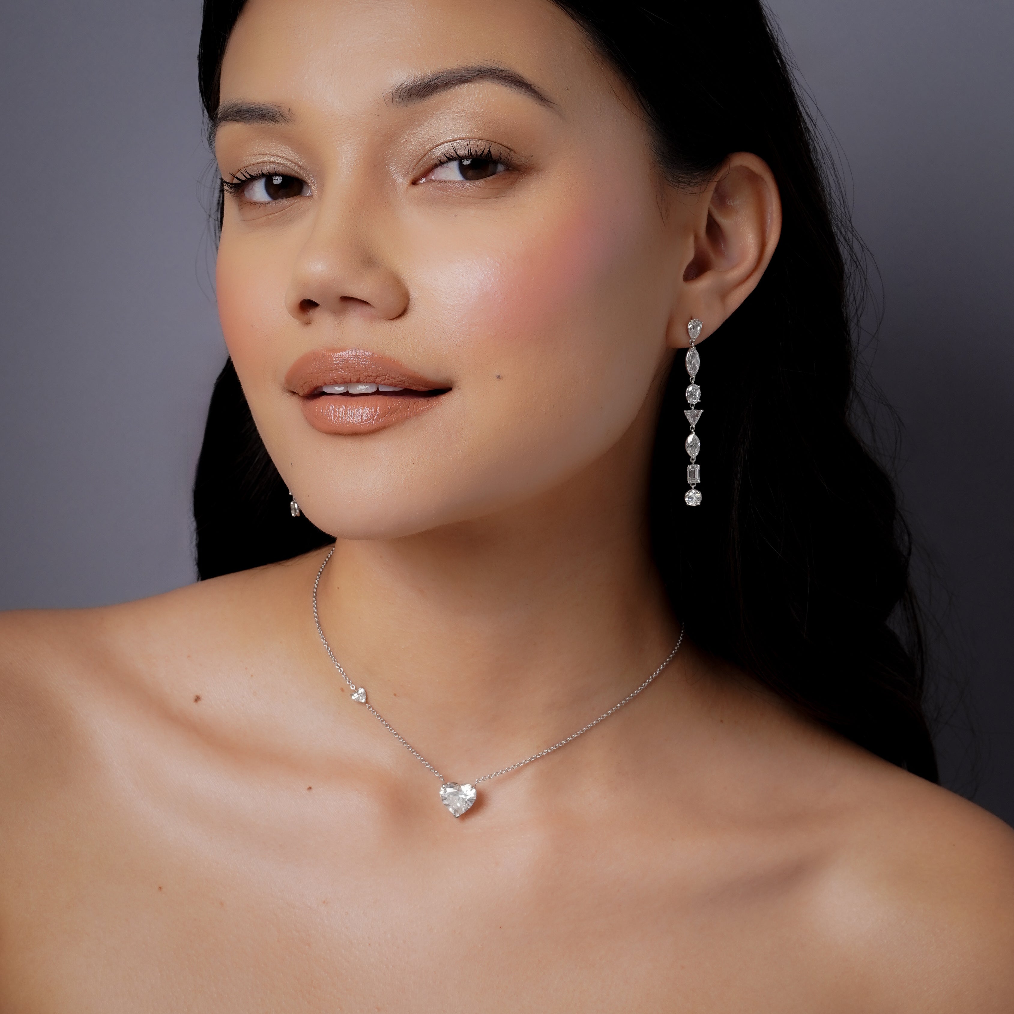 MIXED DIAMOND DROP EARRINGS