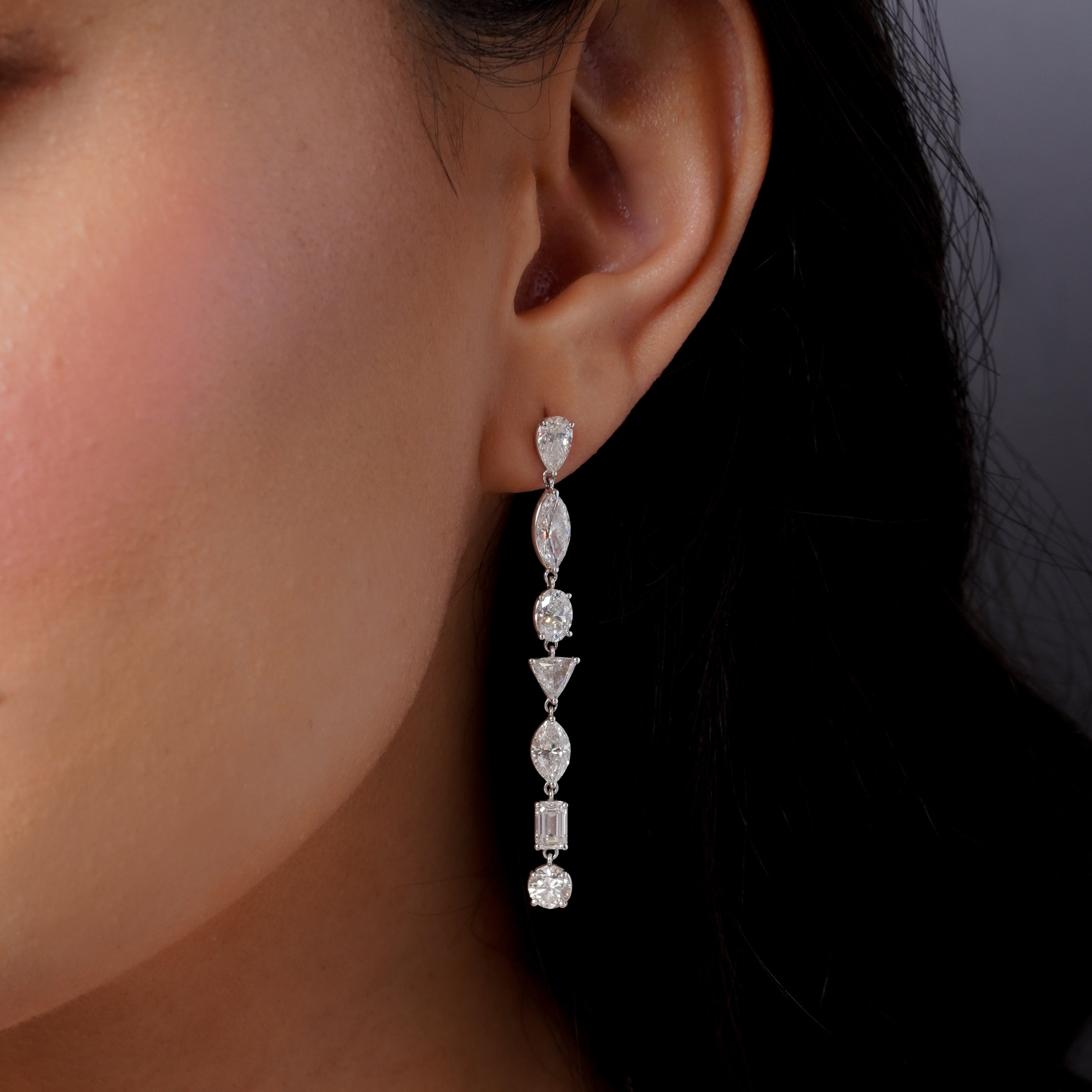 MIXED DIAMOND DROP EARRINGS
