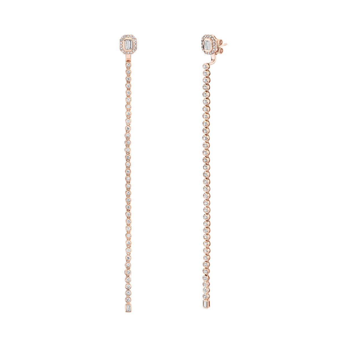 DIAMOND 2 IN 1 STICK BEZEL EAR JACKET & STUDS