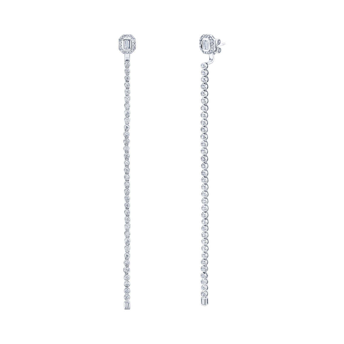 DIAMOND 2 IN 1 STICK BEZEL EAR JACKET & STUDS