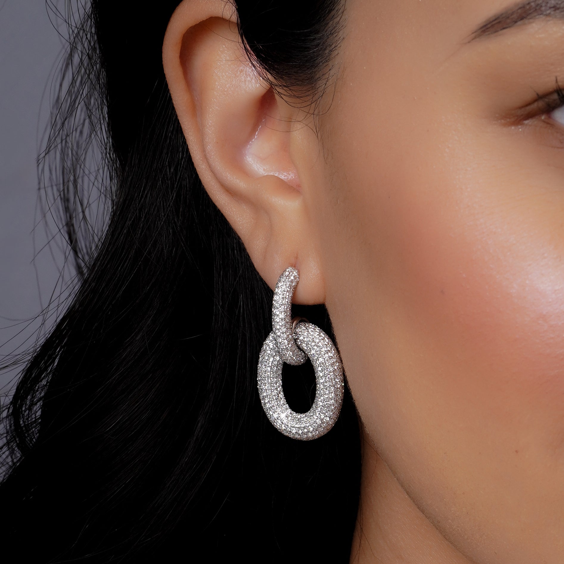 DIAMOND DOOR KNOCKER EARRINGS