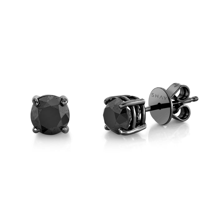 READY TO SHIP LARGE BLACK DIAMOND ROUND STUDS