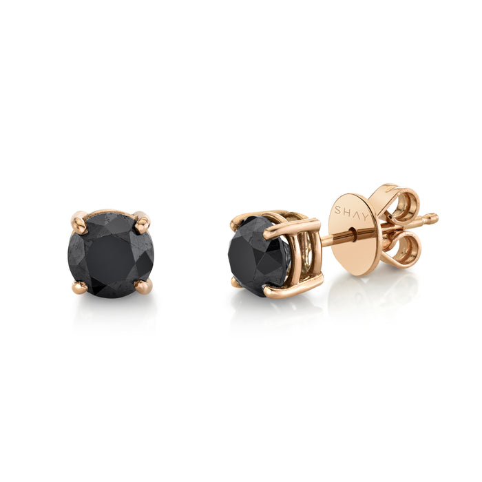 READY TO SHIP LARGE BLACK DIAMOND ROUND STUDS