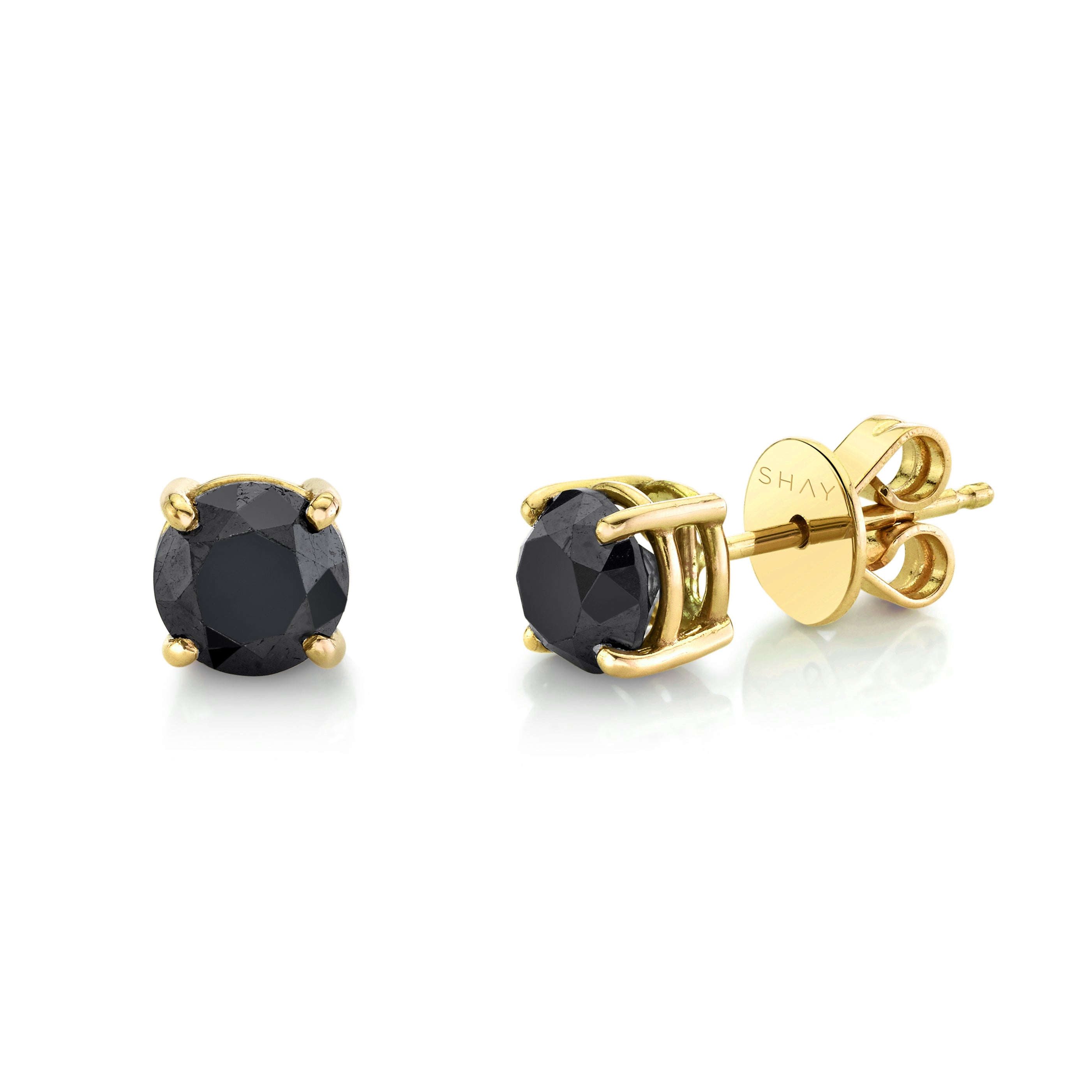 READY TO SHIP BLACK DIAMOND ROUND STUDS CLASSIC