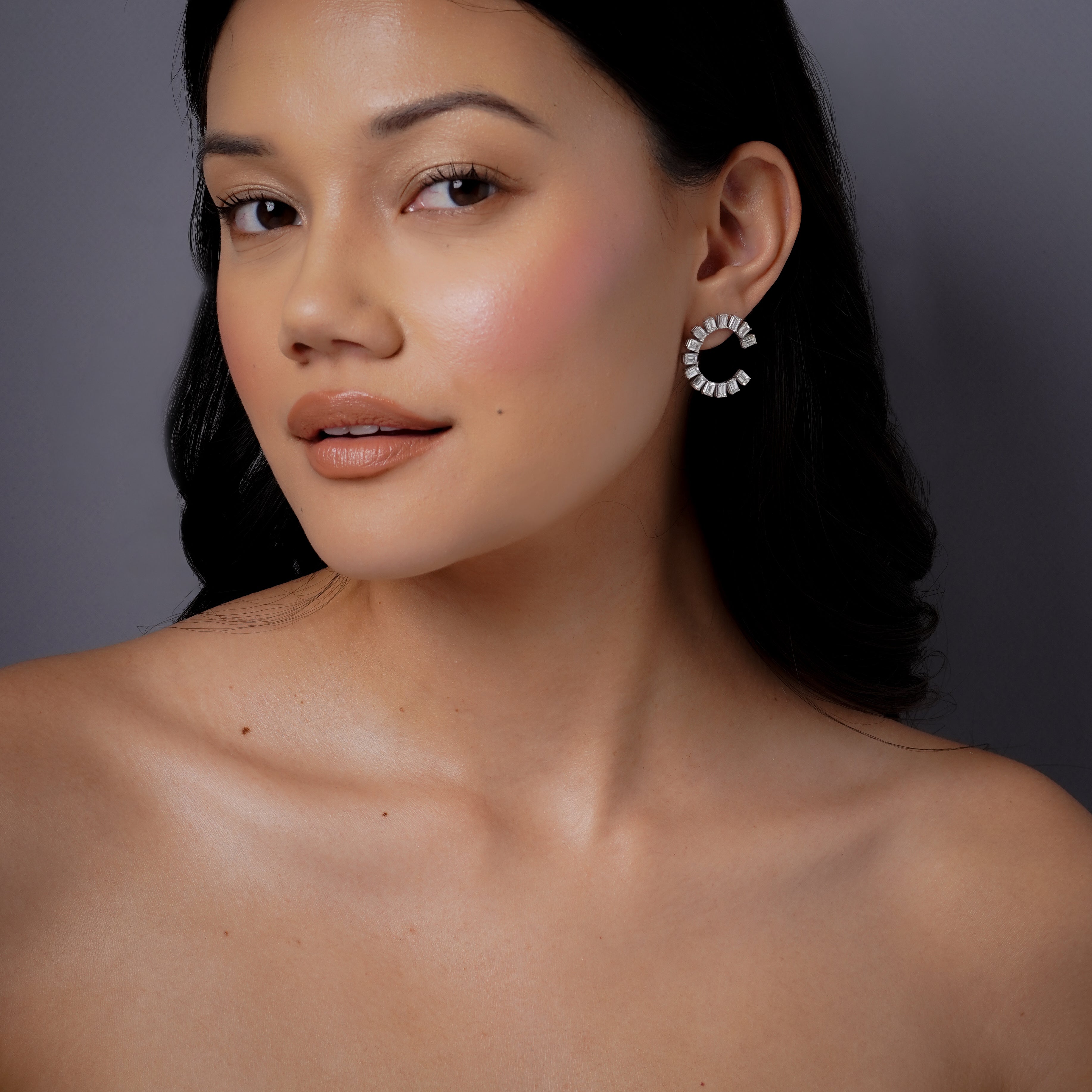 DIAMOND EMERALD CUT ETERNITY EARRINGS