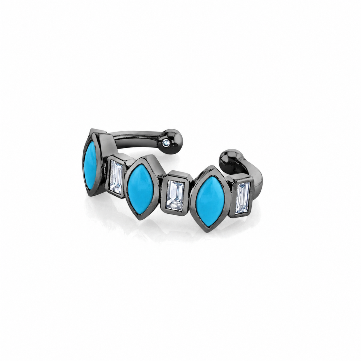 TURQUOISE & DIAMOND RIVIERA EAR CUFF