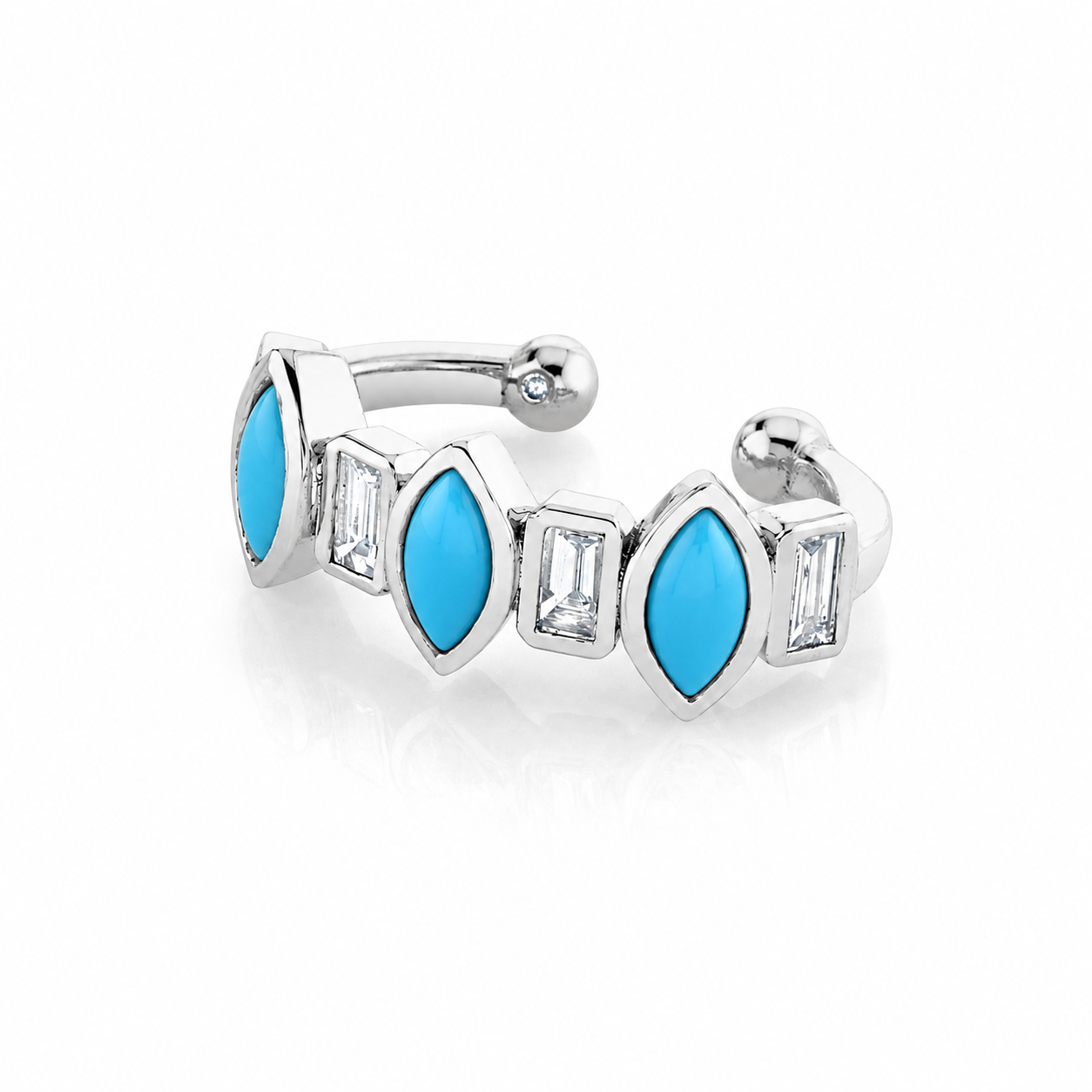 TURQUOISE & DIAMOND RIVIERA EAR CUFF