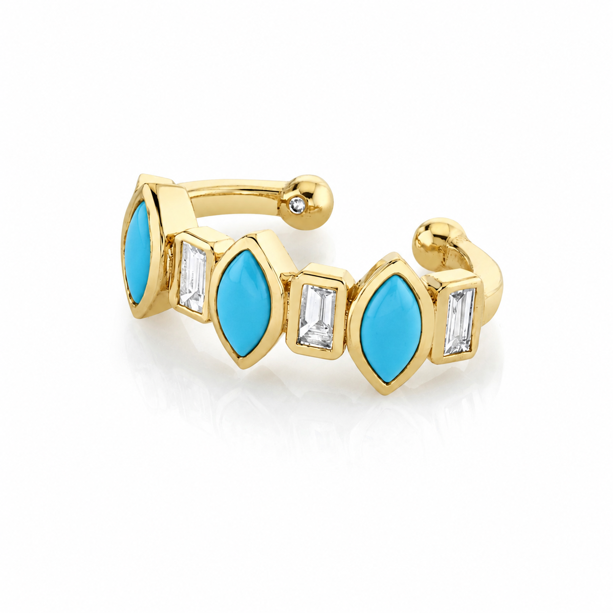 TURQUOISE & DIAMOND RIVIERA EAR CUFF
