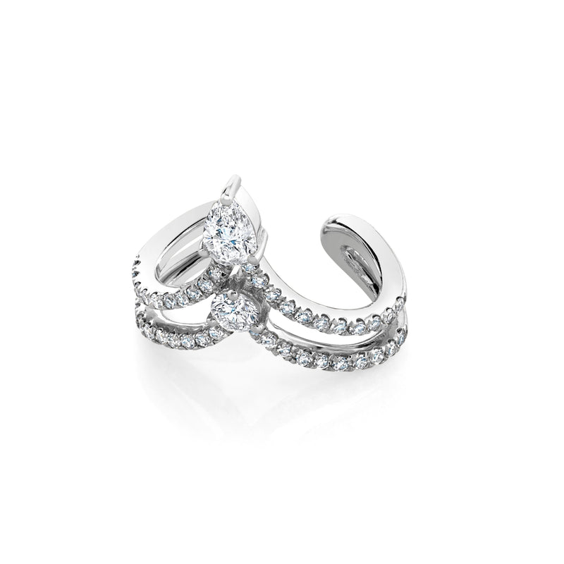 READY TO SHIP MIXED DIAMOND STACKED CHEVRON EAR CUFF