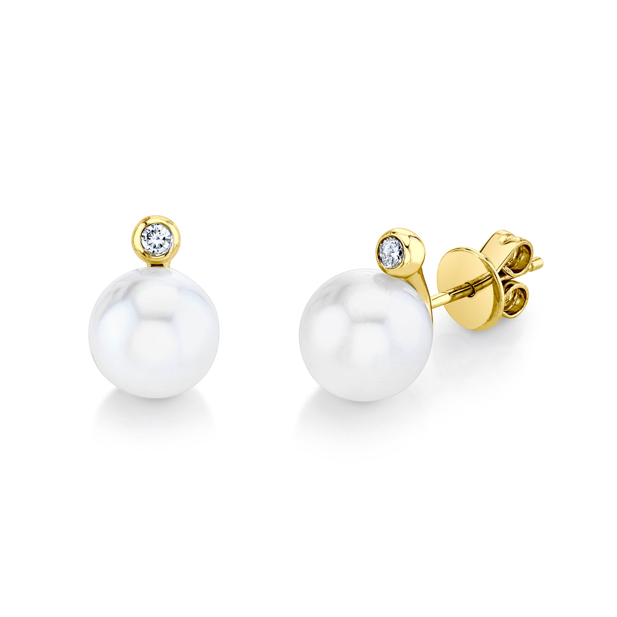 READY TO SHIP PEARL & DIAMOND ORB STUDS