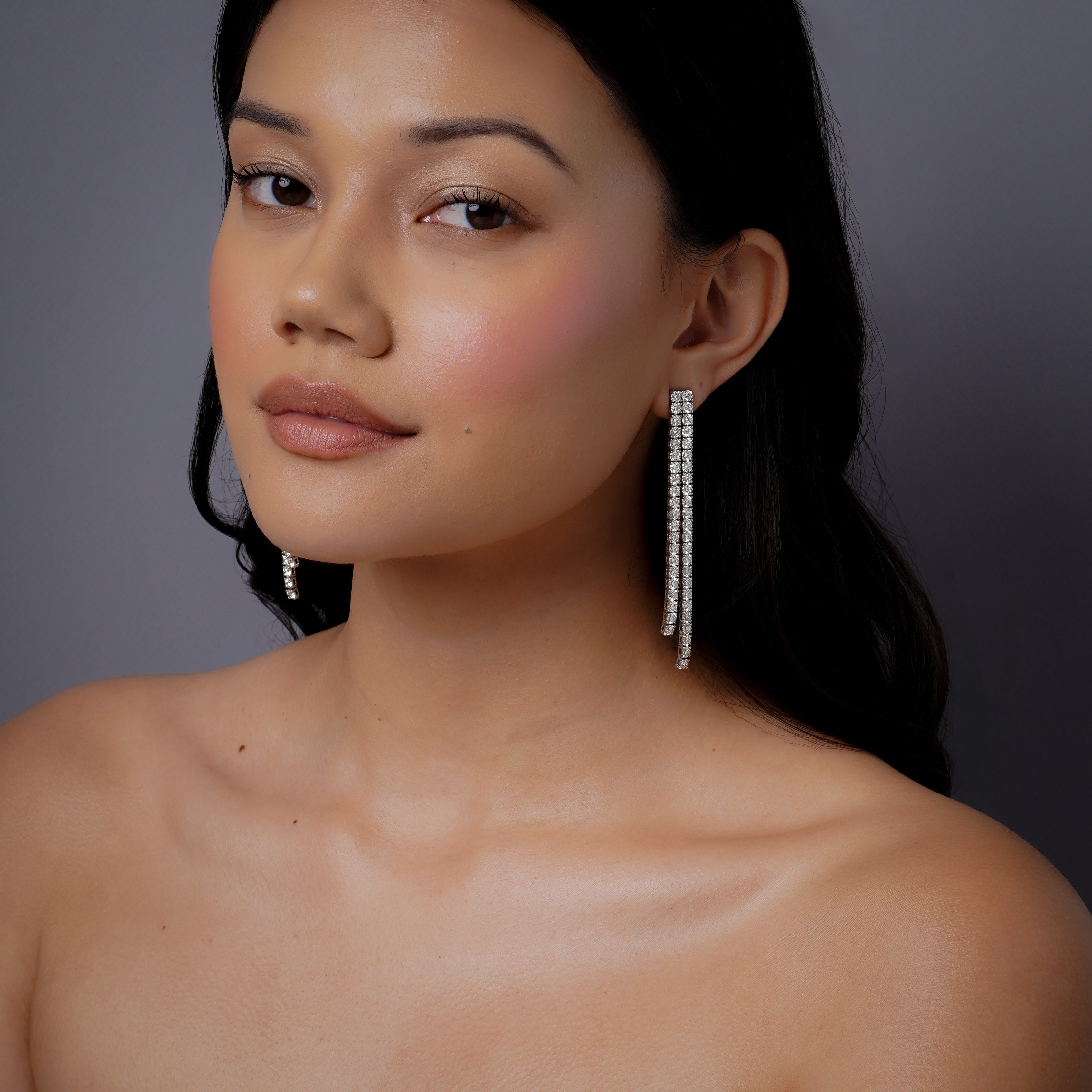 DOUBLE DIAMOND TENNIS DROP EARRINGS