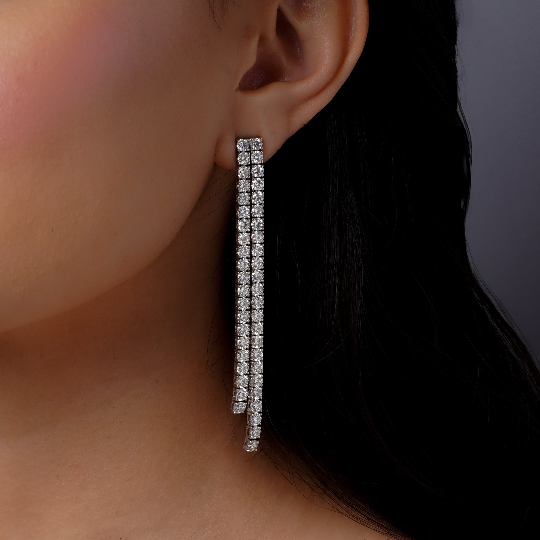 DOUBLE DIAMOND TENNIS DROP EARRINGS