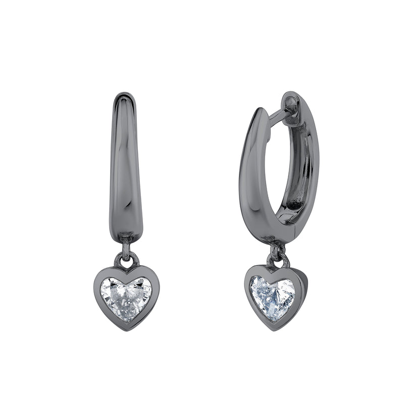 DIAMOND BEZEL HEART DROP HUGGIES