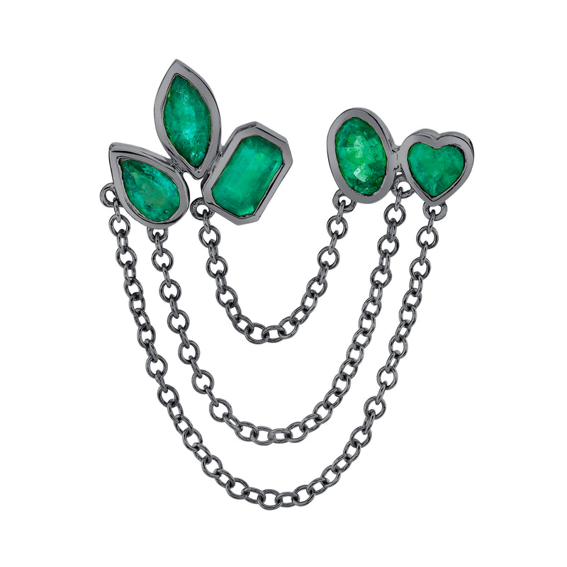 MIXED EMERALD DUO CHAIN LINK STUD
