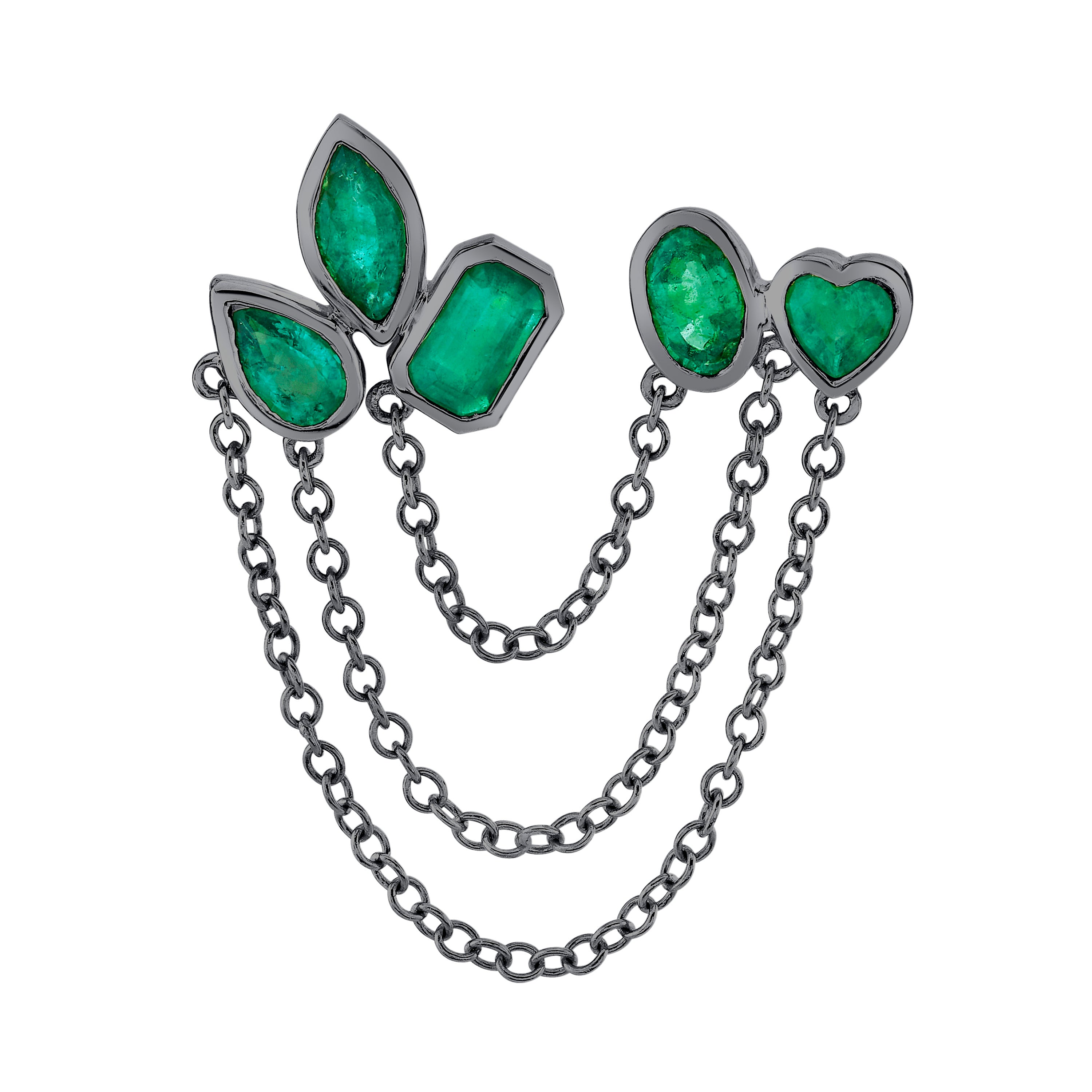 EMERALD MIXED DUO CHAIN STUD